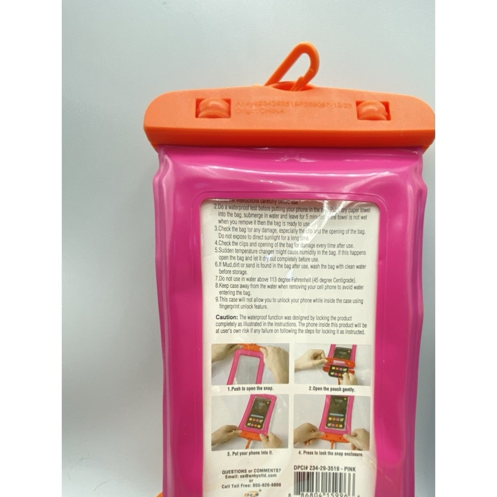 4 Waterproof Phone Cases Pouches Pink Orange Blue Green Neon Festival Travel - Picture 4 of 4
